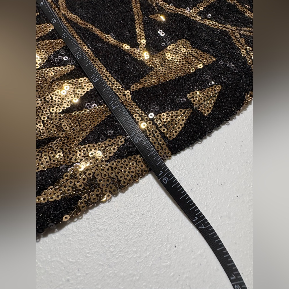 Large Windsor Black and Gold Sequin Mini Skirt - Picture 4 of 6